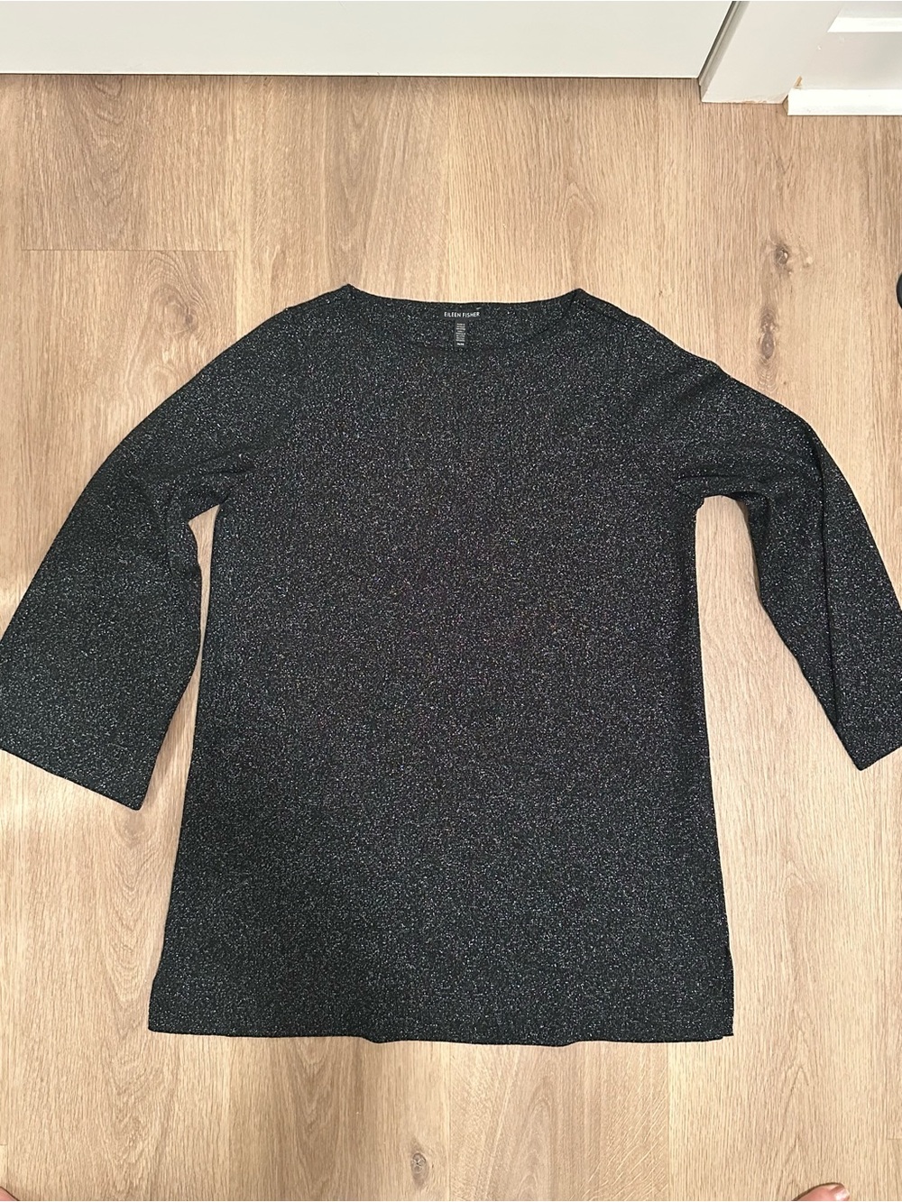 Eileen Fisher Black Metallic Boatneck Tunic